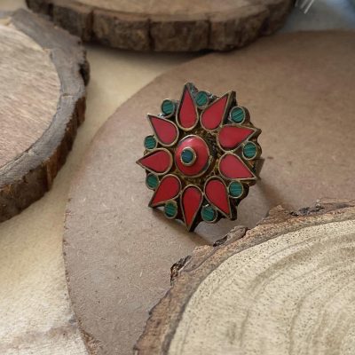 Red tibetian Stone ring